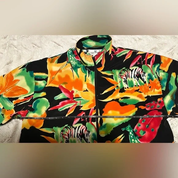 Vintage Erin London Tropical Safari Colorful Lightweight Jacket - Picture 5 of 14